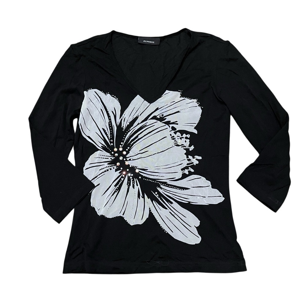 Y2K Express Floral Mesh Top